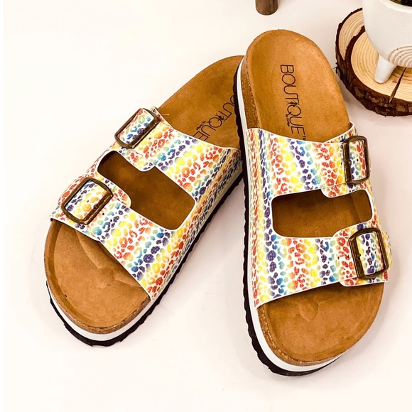 💥 BOGO 💥 Corky’s Beach Babe Sandal in Rainbow Leopard 11 - Picture 1 of 9